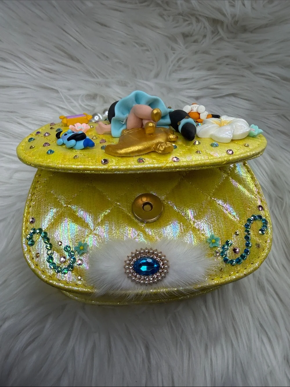 Yellow Glitter Princess Jazmin Purse - Cute Character Handle